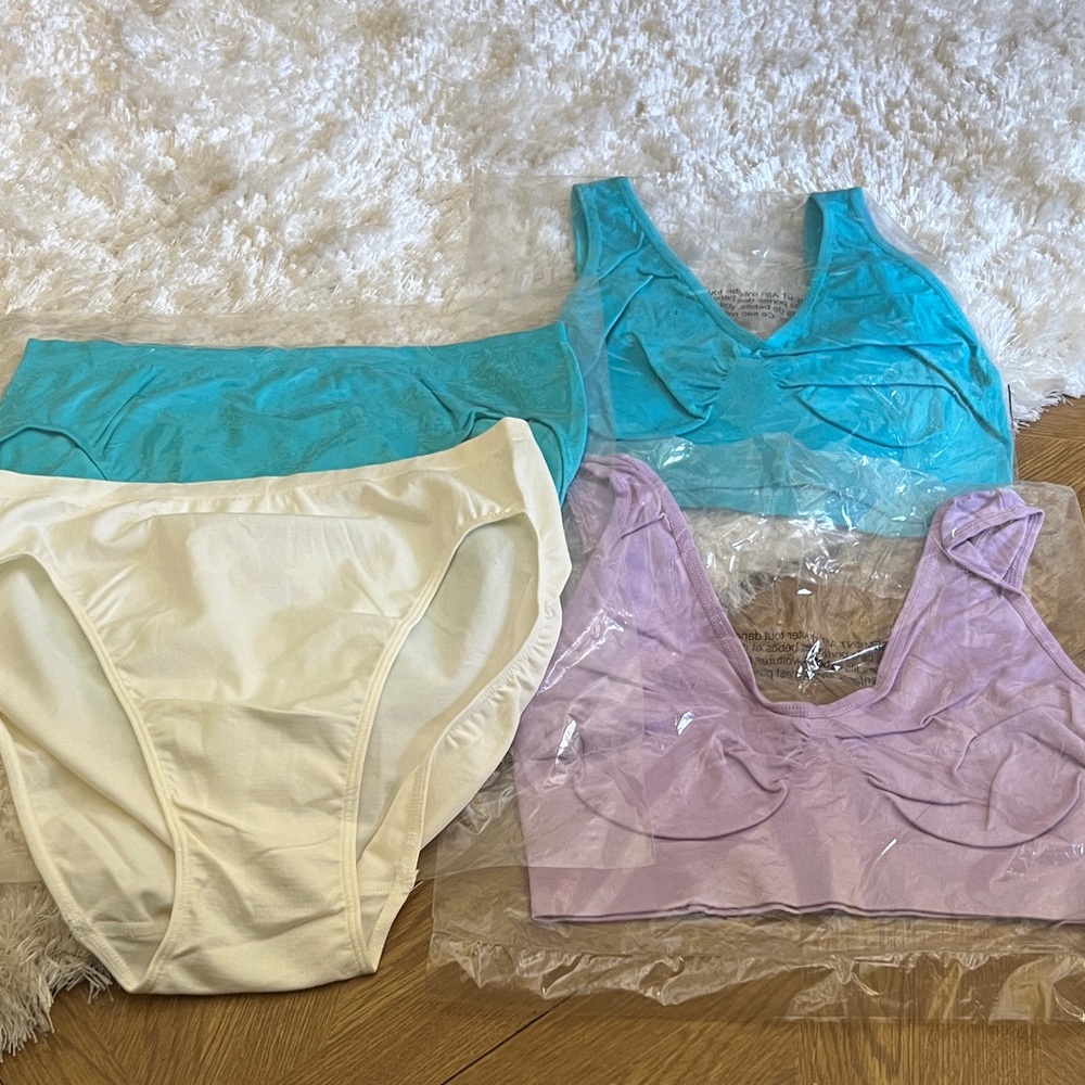 Rhonda Shear Panties Set - Aqua, Cream, Lavender